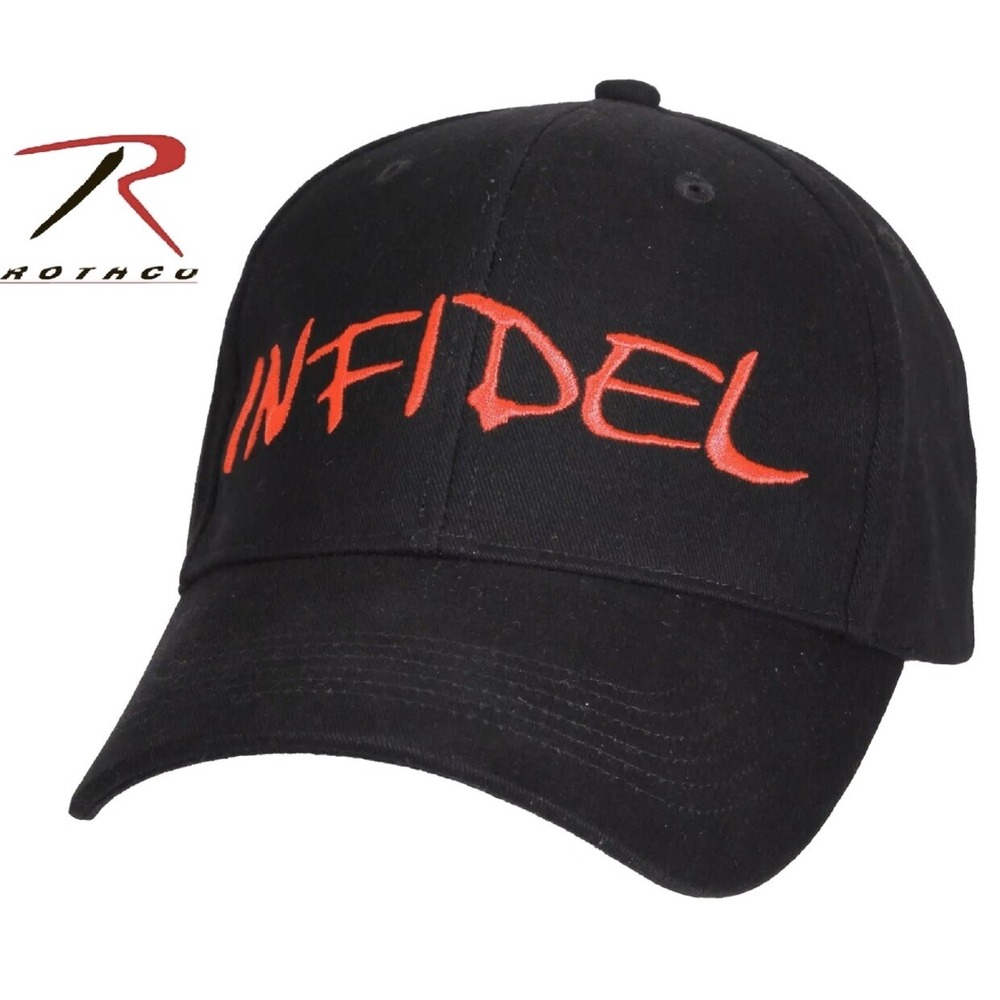 Rothco INFIDEL Hat Black & Red Adjustable Baseball Cap Men's Deluxe Low Profile